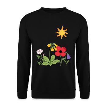 Blumen botanisch Naturmotiv Illustration Pflanze - Unisex Pullover - Schwarz - Vorne - Alina (178cm) & Michal (187cm)