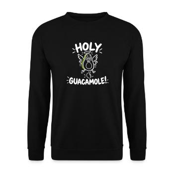 Holy Guacamole – Lustige und skurrile Engels-Avocado - Unisex Pullover - Schwarz - Vorne - Alina (178cm) & Michal (187cm)