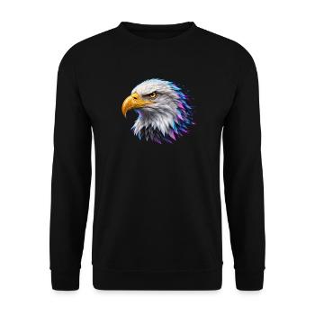 Digitaler Goldadler – Neon-Porträt - Unisex Pullover - Schwarz - Vorne - Alina (178cm) & Michal (187cm)