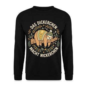Schlummerndes Dickerchen Nickerchen - Unisex Pullover - Schwarz - Vorne - Alina (178cm) & Michal (187cm)