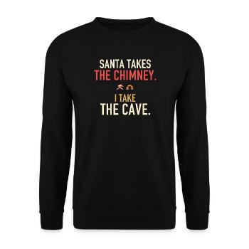 Der Weihnachtsmann nimmt den Schornstein Ich nehme die Höhle - Unisex Pullover - Schwarz - Vorne - Alina (178cm) & Michal (187cm)