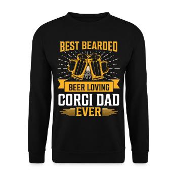 Bärtiger Corgi-Papa Bierliebhaber - Unisex Pullover - Schwarz - Vorne - Alina (178cm) & Michal (187cm)