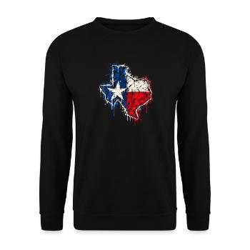 Texas Spray Flag Splash - Unisex Pullover - Schwarz - Vorne - Alina (178cm) & Michal (187cm)