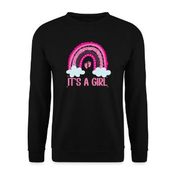 Es ist eine Girl-Regenbogen-Baby-Tiny Feet Geschlechtenenthüllung - Unisex Pullover - Schwarz - Vorne - Alina (178cm) & Michal (187cm)