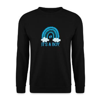 Es ist ein Junge, Regenbogen-Baby-Fußabdrücke Geschlechterenthüllung - Unisex Pullover - Schwarz - Vorne - Alina (178cm) & Michal (187cm)