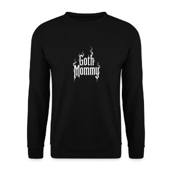 Goth-Mommy-Flammen-Typografie - Unisex Pullover - Schwarz - Vorne - Alina (178cm) & Michal (187cm)