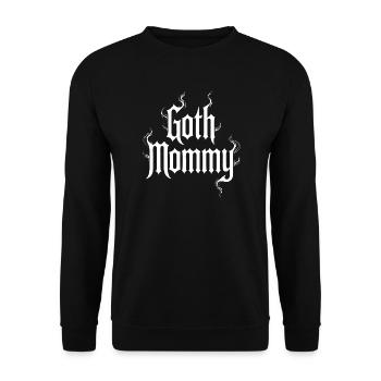 Goth Mommy Flame Schriftart - Unisex Pullover - Schwarz - Vorne - Alina (178cm) & Michal (187cm)