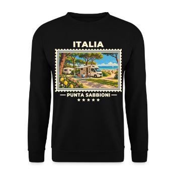 Italien Punta Sabbioni Camping Vintage Reisemarke - Unisex Pullover - Schwarz - Vorne - Alina (178cm) & Michal (187cm)
