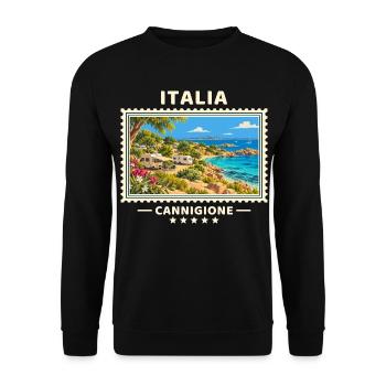 Italien Cannigione Camping Vintage Reisemarke - Unisex Pullover - Schwarz - Vorne - Alina (178cm) & Michal (187cm)