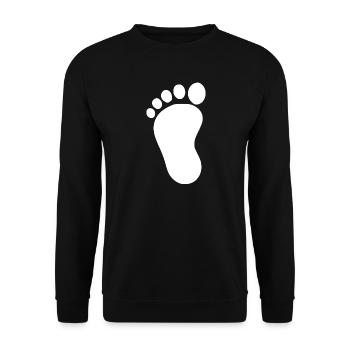 Babyfuß weiß Geschenk zur Geburt Taufe - Unisex Pullover - Schwarz - Vorne - Alina (178cm) & Michal (187cm)