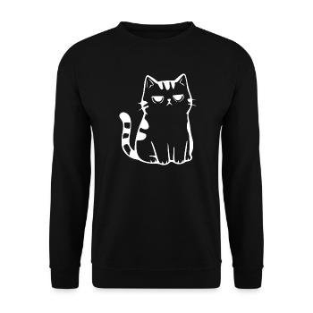 Katze weiß schlicht minimalistisch Geschenk Katzen - Unisex Pullover - Schwarz - Vorne - Alina (178cm) & Michal (187cm)