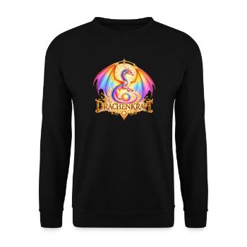 Regenbogendrache – Drachenkraft & Goldmandala - Unisex Pullover - Schwarz - Vorne - Alina (178cm) & Michal (187cm)
