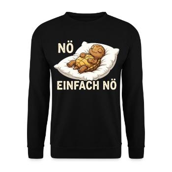 NÖ Schlafende Schildkröte auf Kissen - Unisex Pullover - Schwarz - Vorne - Alina (178cm) & Michal (187cm)