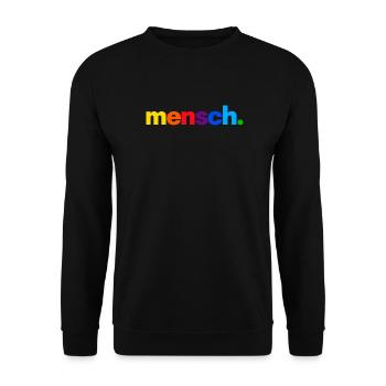 Mensch. Regenbogenfarben Druck - Unisex Pullover - Schwarz - Vorne - Alina (178cm) & Michal (187cm)