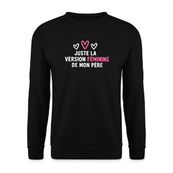 Weibliche Version meines Vaters - Unisex Pullover - Schwarz - Vorne - Alina (178cm) & Michal (187cm)