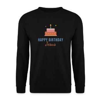 Happy Birthday Jesus – Christmas Cake - Unisex Pullover - Schwarz - Vorne - Alina (178cm) & Michal (187cm)