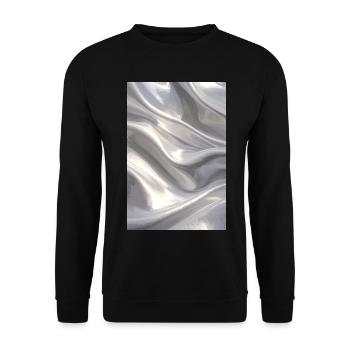 Metallischer Satinfluss in Silber - Unisex Pullover - Schwarz - Vorne - Alina (178cm) & Michal (187cm)
