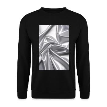 Silberne Satinwellen Stofffluss - Unisex Pullover - Schwarz - Vorne - Alina (178cm) & Michal (187cm)