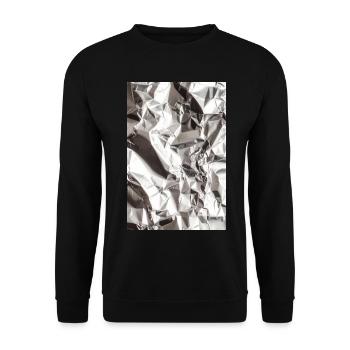 Zerknitterte Metallfolie Muster - Unisex Pullover - Schwarz - Vorne - Alina (178cm) & Michal (187cm)