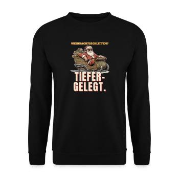 Weihnachtsmann - Tiefergelegt - Unisex Pullover - Schwarz - Vorne - Alina (178cm) & Michal (187cm)