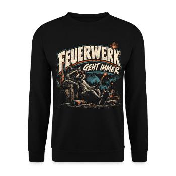 Feuerwerk geht immer - Unisex Pullover - Schwarz - Vorne - Alina (178cm) & Michal (187cm)