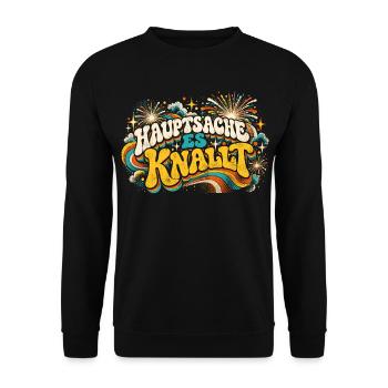 Hauptsache es knallt - Unisex Pullover - Schwarz - Vorne - Alina (178cm) & Michal (187cm)