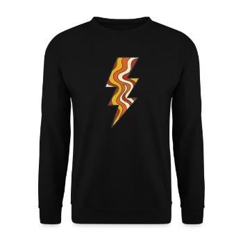 Retro Wellenblitz Farbpalette - Unisex Pullover - Schwarz - Vorne - Alina (178cm) & Michal (187cm)