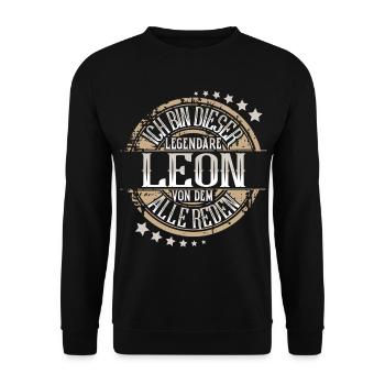 Leon - Unisex Pullover - Schwarz - Vorne - Alina (178cm) & Michal (187cm)