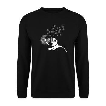 Schmetterlingdesign Pusteblumen Wiese Herzen Feen - Unisex Pullover - Schwarz - Vorne - Alina (178cm) & Michal (187cm)