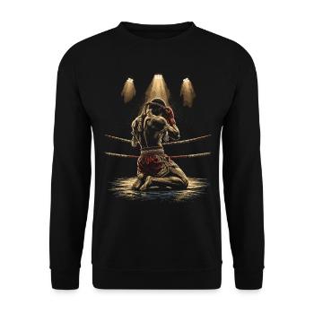 Muay Thai Thaiboxen Thaiboxer - Unisex Pullover - Schwarz - Vorne - Alina (178cm) & Michal (187cm)
