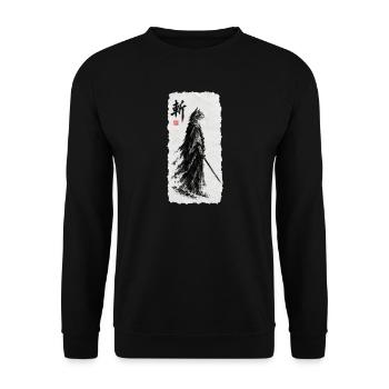 Samurai Katzensamurai  - Unisex Pullover - Schwarz - Vorne - Alina (178cm) & Michal (187cm)