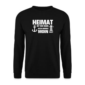 Heimat Moin Leuchtturm Möwe Nordsee - Unisex Pullover - Schwarz - Vorne - Alina (178cm) & Michal (187cm)