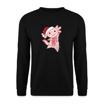 Axolotl fröhliche Weihnachten Winter Tiere Axolotl - Unisex Pullover - Schwarz - Vorne - Alina (178cm) & Michal (187cm)