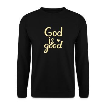 God is Good Heart Typografie - Unisex Pullover - Schwarz - Vorne - Alina (178cm) & Michal (187cm)