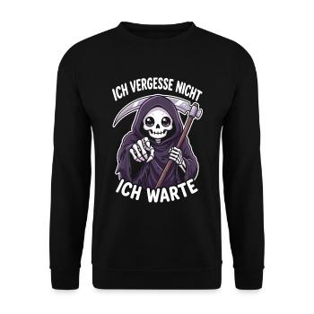 Gothic Schwarzer Humor Sensenmann Horror Düster - Unisex Pullover - Schwarz - Vorne - Alina (178cm) & Michal (187cm)