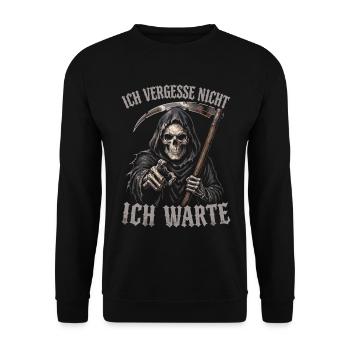 Gothic Schwarzer Humor Sensenmann Horror Düster - Unisex Pullover - Schwarz - Vorne - Alina (178cm) & Michal (187cm)