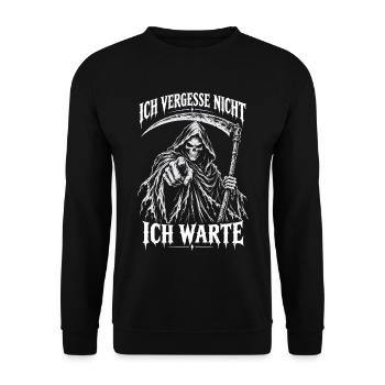 Gothic Schwarzer Humor Sensenmann Horror Düster - Unisex Pullover - Schwarz - Vorne - Alina (178cm) & Michal (187cm)