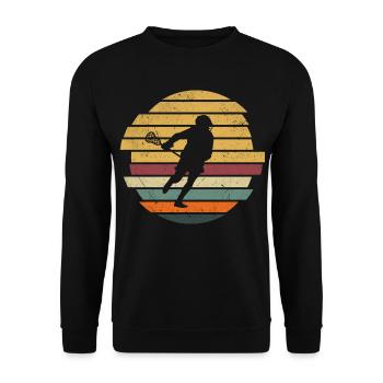 Lacrosse Retro Lacrossespieler LAX - Unisex Pullover - Schwarz - Vorne - Alina (178cm) & Michal (187cm)