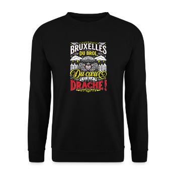 Brüssel: Brol, Herz und Bagger - Unisex Pullover - Schwarz - Vorne - Alina (178cm) & Michal (187cm)