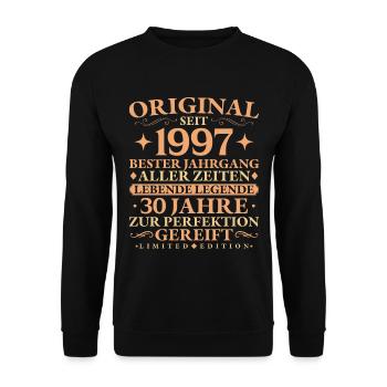 Original 1997 Baujahr 30. Geburtstag Geschenk - Unisex Pullover - Schwarz - Vorne - Alina (178cm) & Michal (187cm)