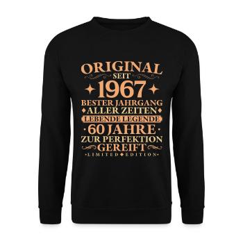 Original 1967 Baujahr 60. Geburtstag Geschenk - Unisex Pullover - Schwarz - Vorne - Alina (178cm) & Michal (187cm)