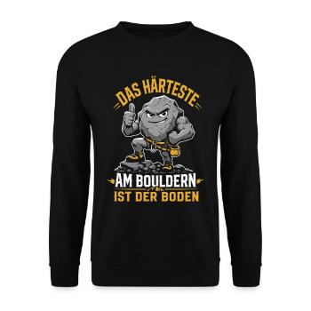 Das Härteste am Bouldern ist der Boden - Unisex Pullover - Schwarz - Vorne - Alina (178cm) & Michal (187cm)