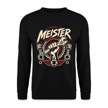 KFZ Meisterprüfung bestanden - Unisex Pullover - Schwarz - Vorne - Alina (178cm) & Michal (187cm)