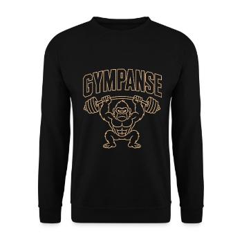 Gympanse Gewichtheber Bodybuilding - Unisex Pullover - Schwarz - Vorne - Alina (178cm) & Michal (187cm)