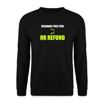 Neon-Rückerstattungspolitik-Grafik - Unisex Pullover - Schwarz - Vorne - Alina (178cm) & Michal (187cm)
