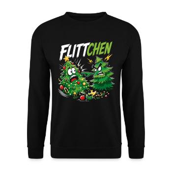 Tannenbäume Lustig Flittchen Spruch - Unisex Pullover - Schwarz - Vorne - Alina (178cm) & Michal (187cm)
