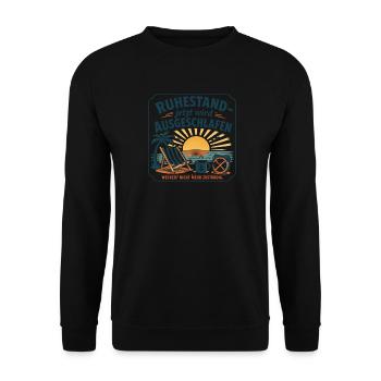 Ruhestand – Jetzt wird Ausgeschlafen - Unisex Pullover - Schwarz - Vorne - Alina (178cm) & Michal (187cm)