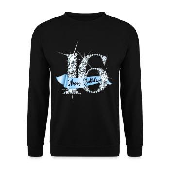 16. Geburtstag festliches Glamour Design - Unisex Pullover - Schwarz - Vorne - Alina (178cm) & Michal (187cm)