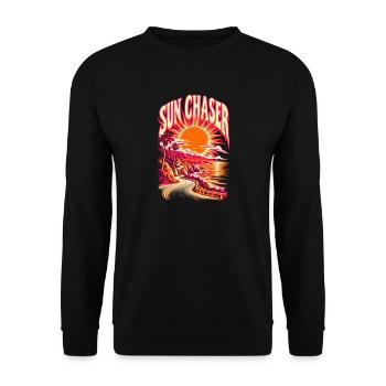 Sun Chaser Retro Sunset - Unisex Pullover - Schwarz - Vorne - Alina (178cm) & Michal (187cm)