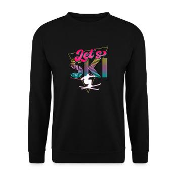 Let's Ski Neon Retro Skier - Unisex Pullover - Schwarz - Vorne - Alina (178cm) & Michal (187cm)